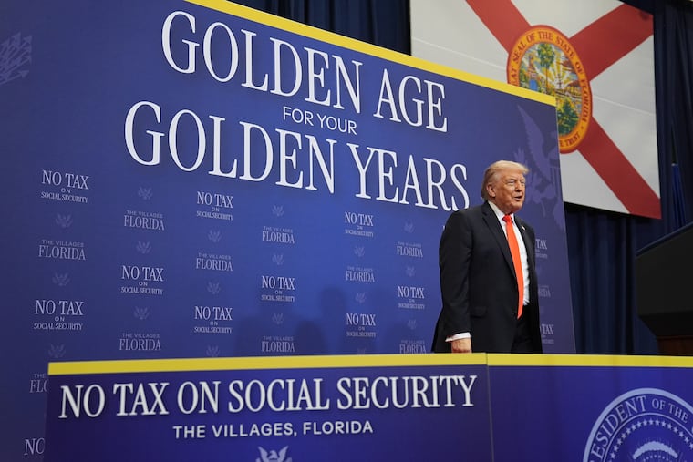 President Donald Trump arrives to speak at a charter school in The Villages, Fla., Friday, May 1, 2026.