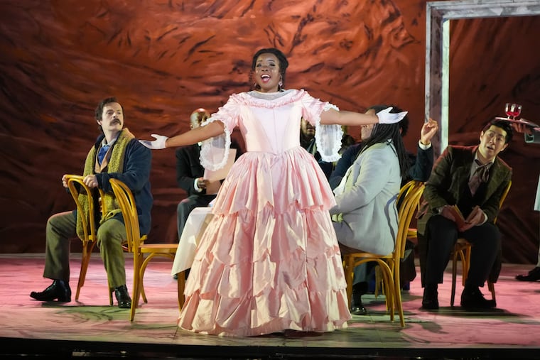 Musetta (Melissa Joseph) in Opera Philadelphia's La boheme at the Academy of Music, April 2023.
