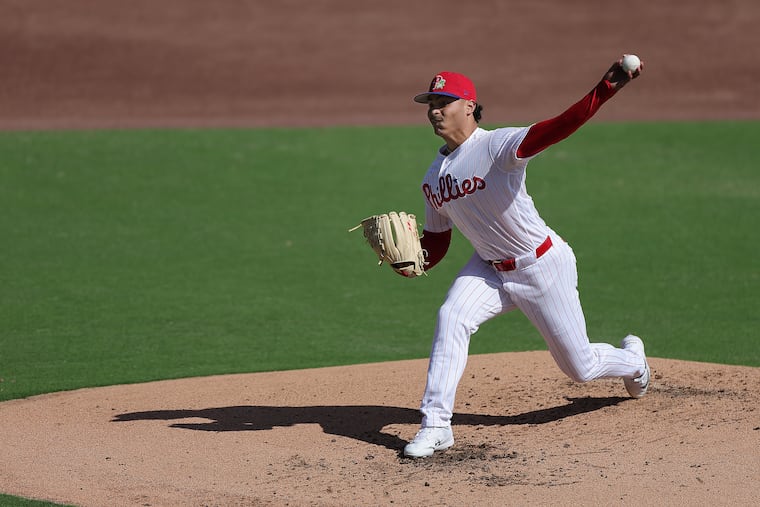 Jesús Luzardo, shown on Feb. 18, threw 67 pitches in 3 2/3 innings Thursday against the Blue Jays.