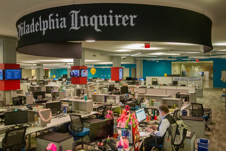 Now Desk reporter Joseph Gambardello in the newsroom of the Philadelphia Inquirer, Daily News and Inquirer.com on Monday, March 16, 2020. The staff at the newspaper was asked to work remotely to help control the transfer of coronavirus.