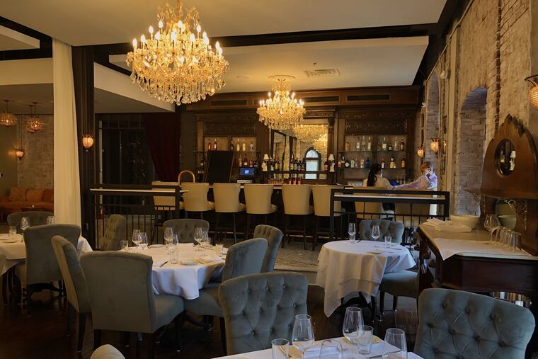 The bar at rear, as viewed from the dining room at Cicala.