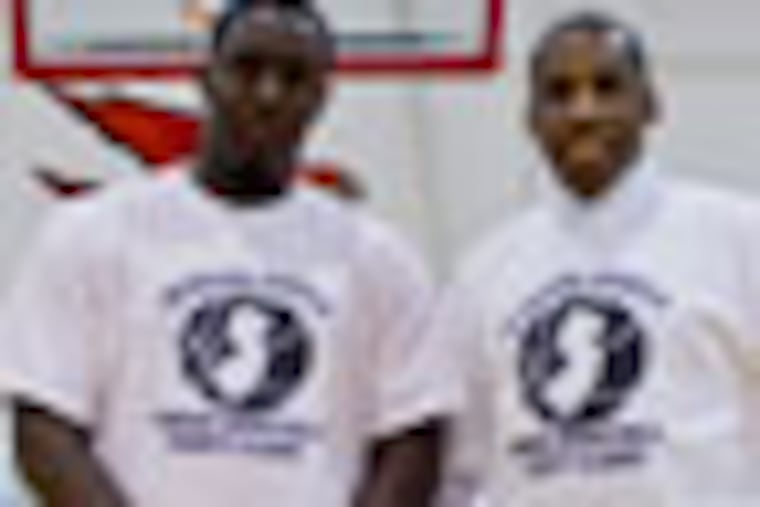 Tyheem Baker, 27, and Jrue Neal, 38 are the founders of The Inaugural Rebirth of Camden Basketball Charity Classic, a community basketball game they hope will bring Camden together. The game will be on July 14 at Rutgers Camden. (LUIS FERNANDO RODRIGUEZ / Staff Photographer)