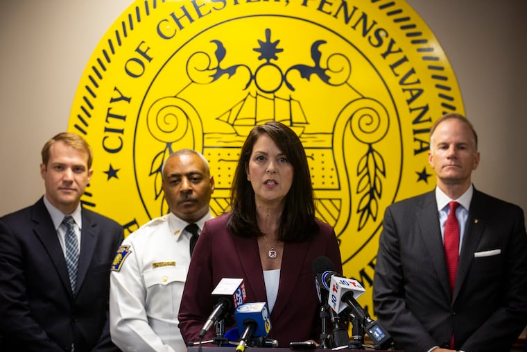 File photo shows Katayoun Copeland, Delaware County district attorney, speaking at a news conference on Wednesday, Oct. 30, 2019.