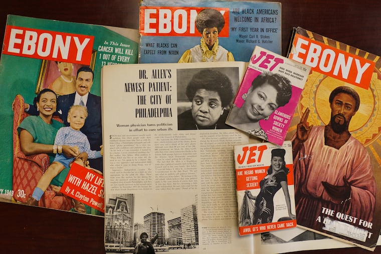 Ebony magazines at the Charles L. Blockson Afro-American Collection at Temple University, Monday, August 5, 2019.