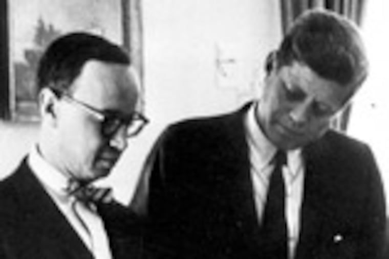 Schlesinger , whose books won many awards, with President John F. Kennedy in 1962.