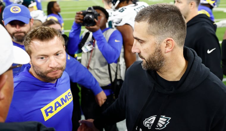Nick Sirianni (right) has owned Sean McVay in their personal head-to-head series.
