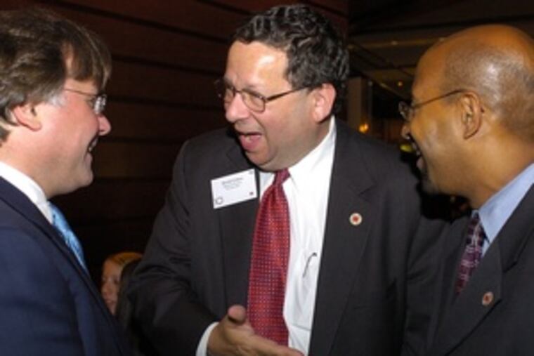 At City Year's 10th Anniversary Gala, (from left) honoree Brian Tierney of Philadelphia Media Holdings; David L. Cohen, executive vice president of Comcast; and Michael Nutter, Democratic mayoral nominee.