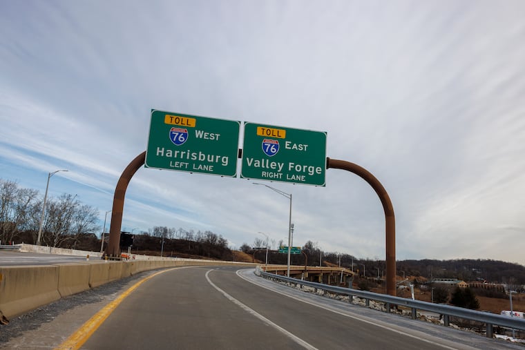 File photo of signs on Pennsylvania Turnpike, Jan. 23, 2026.