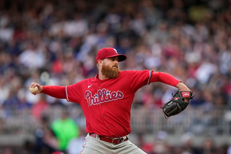 Phillies starting pitcher Dylan Covey struggled from the start in the first inning against the Atlanta Braves