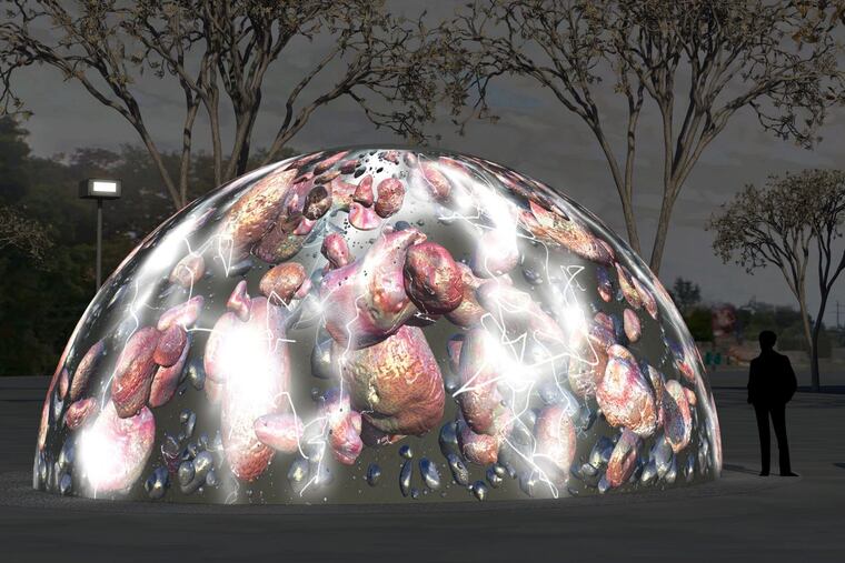 A digital simulation for “Winter Fountains.”