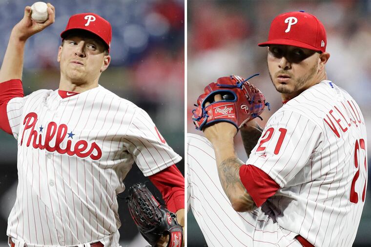 Either Nick Pivetta or Vince Velasquez will return to the Phillies' rotation for Tuesday's start against St. Louis. (Yong Kim / Staff Photographer)