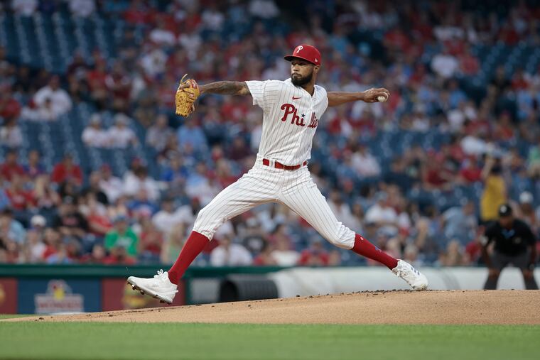 Cristopher Sánchez throws a pitch in the first inning Friday against the Marlins.
