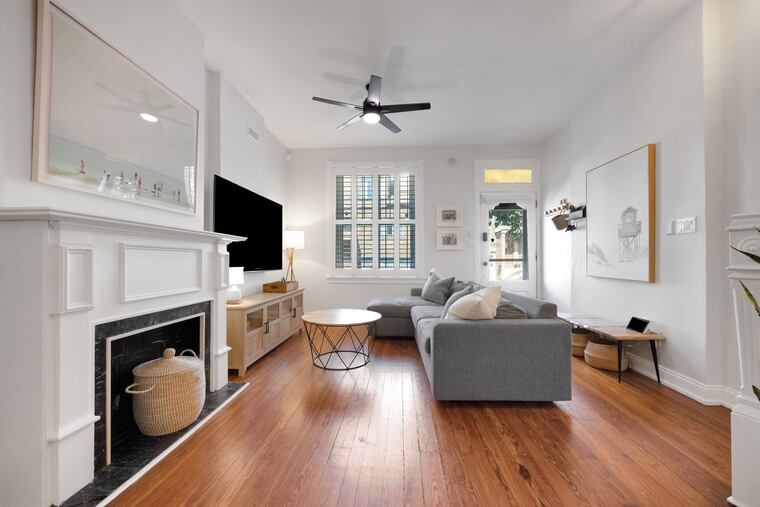 Entrance to the Fairmount home is through a living room with 10-foot ceilings.
