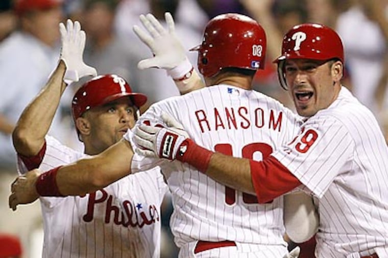Cody Ransom scored the game-winning run for the Phillies in the bottom of the 11th inning. (David Maialetti / Staff Photographer)