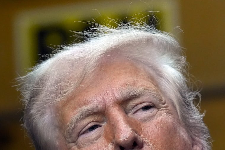 Republican presidential nominee former President Donald Trump speaks at a campaign event at Precision Components Group on Aug. 19 in York, Pa.