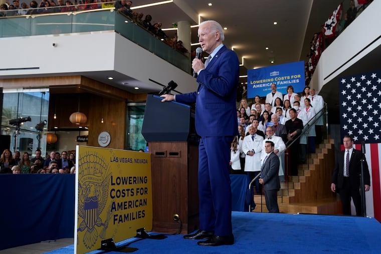 President Joe Biden speaks about health care and prescription drug costs at the University of Nevada in March in Las Vegas.