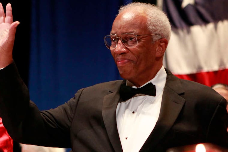 A building at Pennsylvania State University's Innovation Park was renamed for Guion S. Bluford, a 1964 alumnus and the first African American in space. Here, he received the Pennsylvania Society’s gold medal.