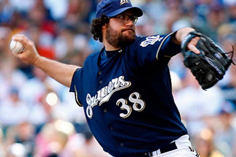 Eric Gagne last pitched in the majors in 2008, when he helped the Brewers reach the playoffs. (Bill Waugh/AP file photo)