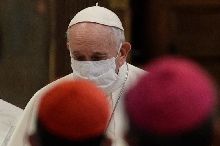 Pope Francis, shown attending a ceremony for peace in the Basilica of Santa Maria in Aracoeli, in Rome on Tuesday.
