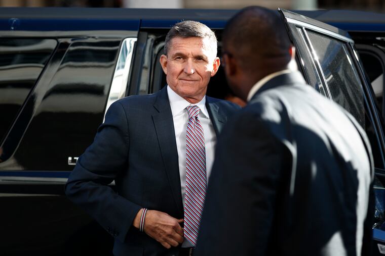 President Donald Trump's former National Security Advisor Michael Flynn arrives at federal court in Washington. A former federal judge appointed to review the Justice Department's motion to dismiss criminal charges against ex-national security Michael Flynn has found that the government's request should be denied because there is “clear evidence of a gross abuse of prosecutorial power.” Former U.S. District Judge John Gleeson says in a filing Wednesday that the government “has engaged in highly irregular conduct to benefit a political ally of the President.”