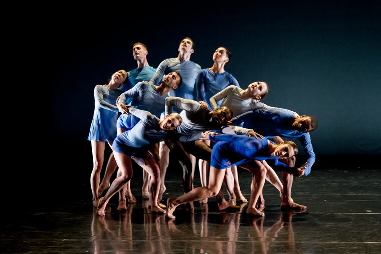 BalletX dancers Francesca Forcella, Stanley Glover, Zachary Kapeluck, Blake Krapels, Skyler Lubin, Chloe Perkes, Roderick Phifer, Caili Quan, Richard Villaverde, Andrea Yorita in Wubkje Kuindersma's "Yonder."