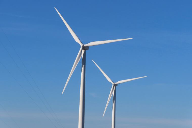 Land-based wind turbines in Atlantic City.