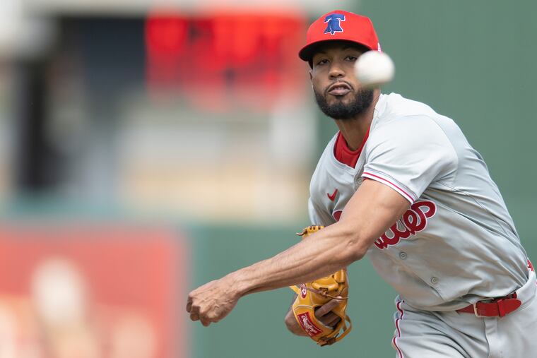 Phillies staring pitcher Cristopher Sanchez throws in the first inning against the Twins on Tuesday in Fort Myers, Fla.
