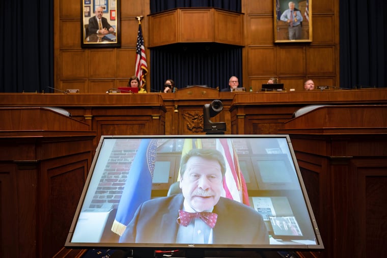 Food and Drug Administration Commissioner Robert Califf testifies via video during a House Commerce Oversight and Investigations subcommittee hybrid hearing on the nationwide baby formula shortage.