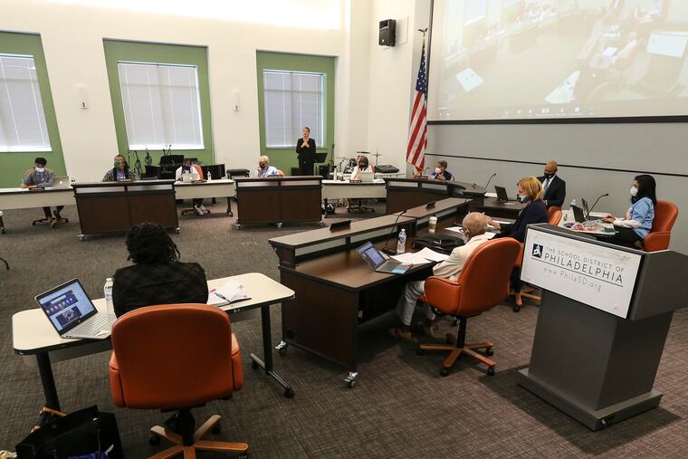 A Philadelphia school board meeting in August.