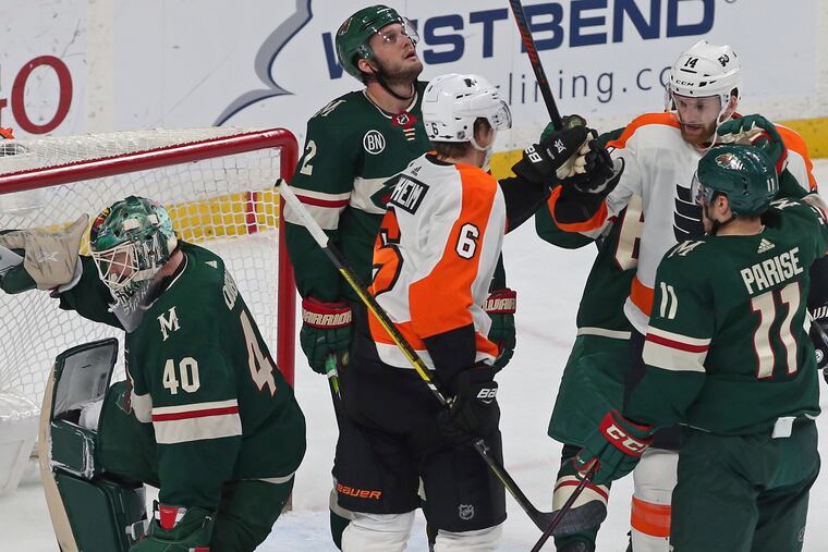 The Flyers trailed 3-1 and 4-3 to the Minnesota Wild, and rallied to win 5-4.