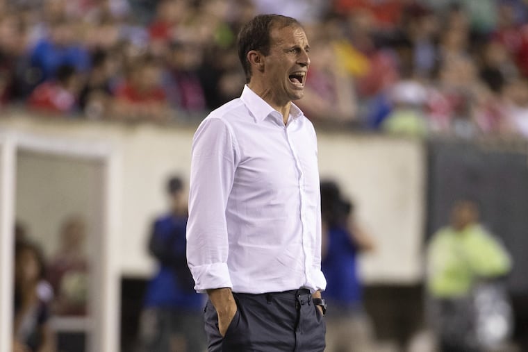 Juventus coach Massimiliano Allegri was peppered with questions about incoming transfer Cristiano Ronaldo, even after his side beat German legends Bayern Munich 2-0 in Philadelphia on Wednesday night.