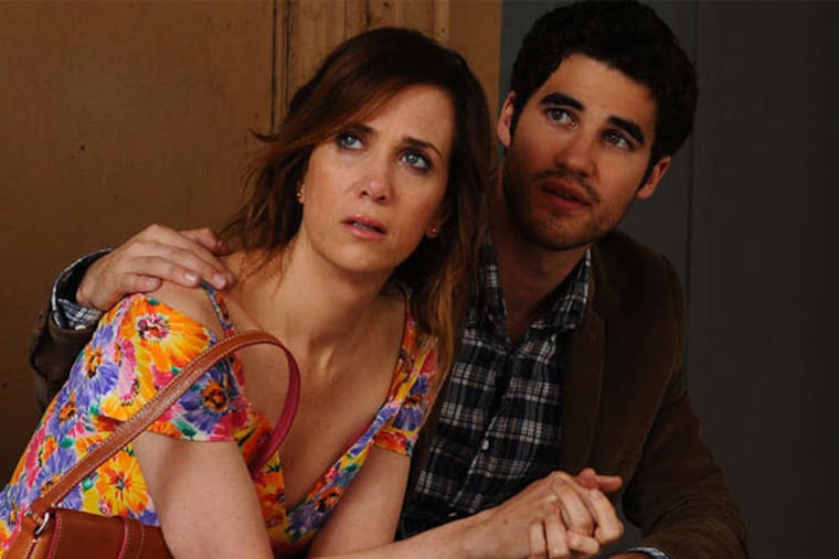 Kristen Wiig and Darren Criss in "Girl Most Likely" Wiig stars as Imogene, a young woman who, after some early success, leaves home for the big city but falls short of expectations and returns home.