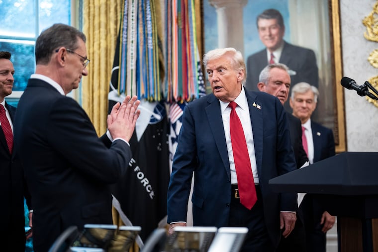 President Donald Trump joined Pfizer CEO Albert Bourla and Health Secretary Robert F. Kennedy Jr. in the Oval Office in September to announce Pfizer's drug-price cuts.