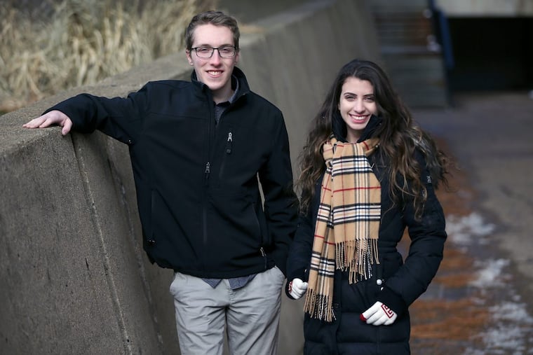 Temple freshman Adam Gasiewski, left, and freshman Emily Beck, wrote the popular book, "Milk and Vine,", a parody of poet Rupi Kaur's "Milk and Honey."