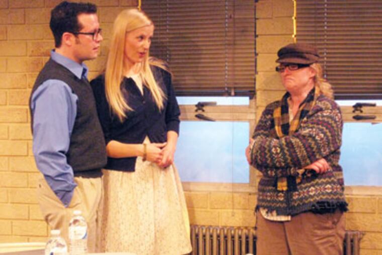 At Montgomery Theater actors are Joel Malazita (left), Lauren Rooney (center) and Kristin Wiegand (right). (Bill Papula / Staff Photographer)