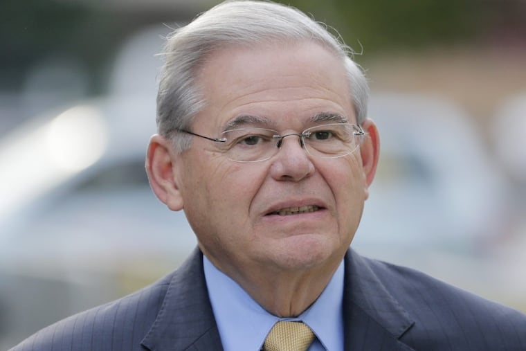 Sen. Bob Menendez arrives to court in Newark, N.J., Wednesday, Sept. 6, 2017.