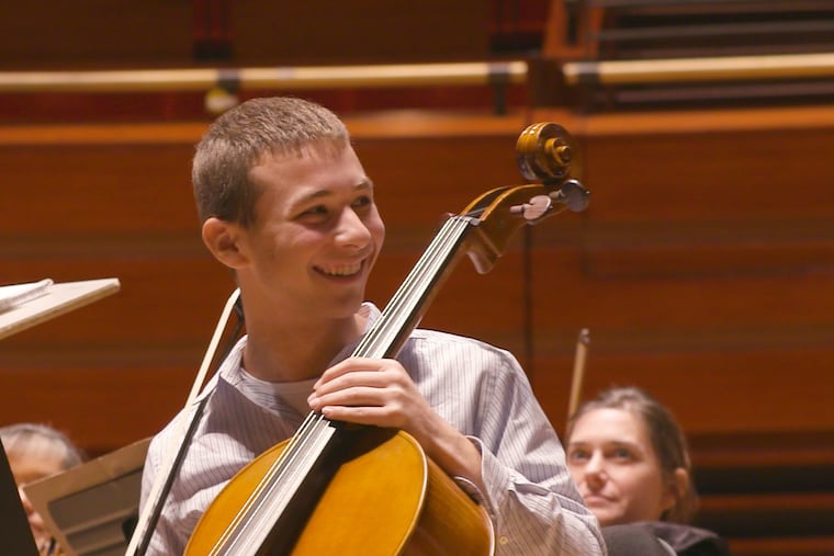 Kyle Levy, 16, receives a brand-new cello, created just for him, from Make-A-Wish during a rehearsal of The Philadelphia Orchestra — and is then surprised with an invitation to perform with the orchestra on stage.