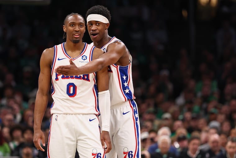 Tyrese Maxey (left) and VJ Edgecombe engineered the Sixers' Game 2 win to even their first-round series against the Celtics on Tuesday.
