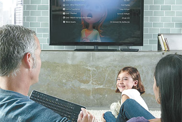 The Logitech Revue box and wireless keyboard are used for GoogleTV.