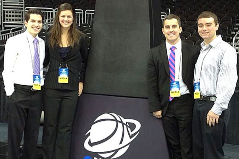 La Salle student media members could either watch the Explorers' Sweet 16 game at home, or put in the effort and get themselves to Los Angeles. Effort won out. (Courtesy of La Salle University)