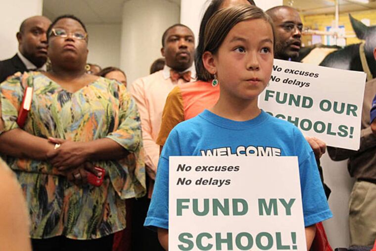 Student Taryn Flaherty - whose mother, Helen Gym, is cofounder of Parents United for Public Education - makes her funding plea.