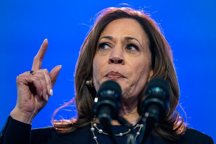 Former Vice President Kamala Harris speaks in Philadelphia on Oct. 27, 2024.