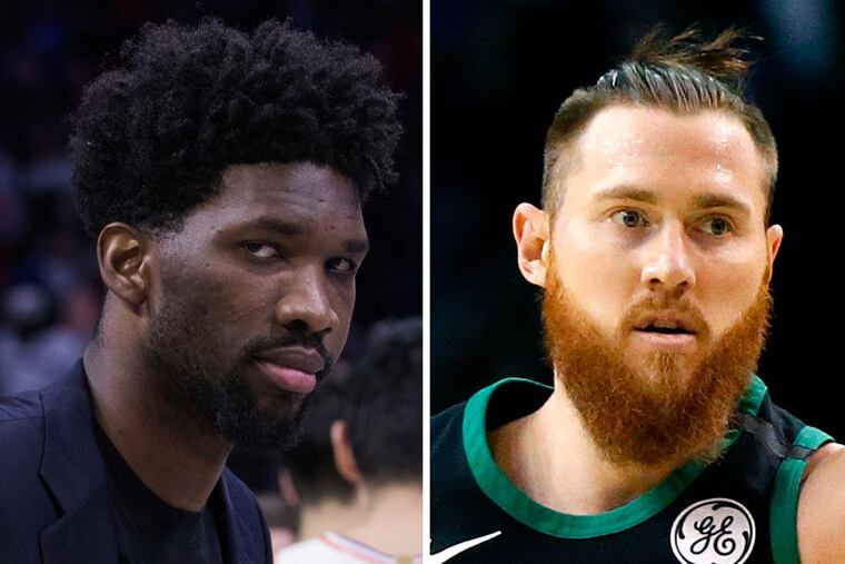 Sixers’ phenom Joel Embiid took a shot at Celtics center Aron Baynes on Twitter Monday night.