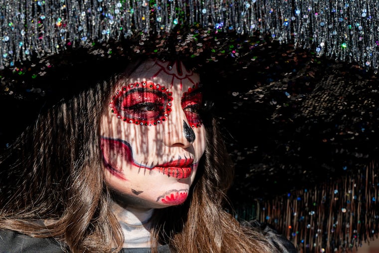 Cindy Diaz, of Wilmington, Del., one of the faces of de Festival de Día de Muertos - Day of the Dead - Sunday, Nov. 2, 2025. Her face is painted as a calavera - sugar skull.