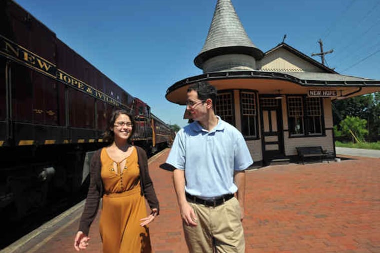 Catherine Cook (left) and her brother Geoff Cook walk across from their myYearbook.com offices in New Hope in this photo from 2010. They preferred the Bucks County vibe for their business.