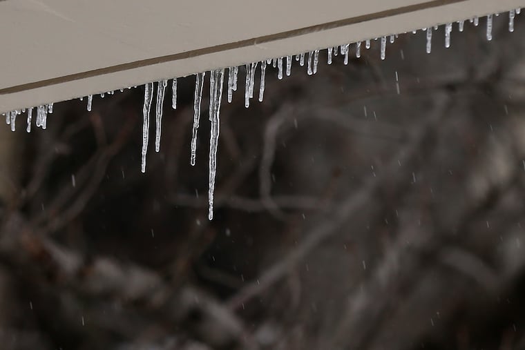 Icicles form on a building near 40th and Chestnut Streets last winter. It's not quite that season, but Philly did get its first official freeze on Wednesday.