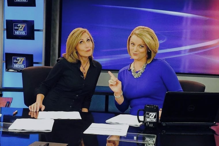 Longtime abc27 anchor Flora Posteraro (left), seen her joking with former colleage Ali Lanyon, claims she was forced out of the station after complaining internally about misconduct by station manager Robert Bee.