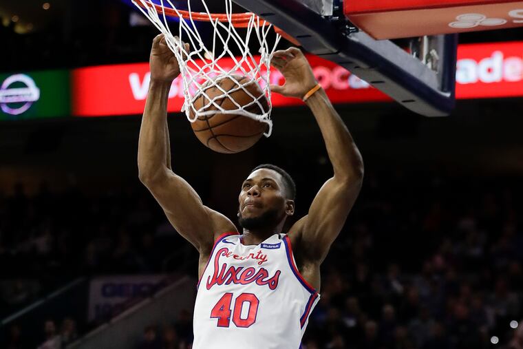 Sixers forward Glenn Robinson III dunks against the Brooklyn Nets on Feb. 20.