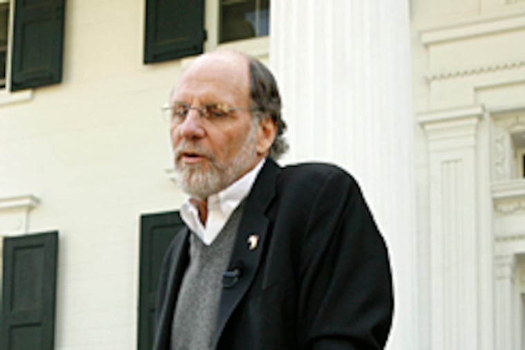 On crutches, Gov. Jon S. Corzine leaves today's press conference outside of
Drumthwacket, the Governor's Mansion in Princeton.