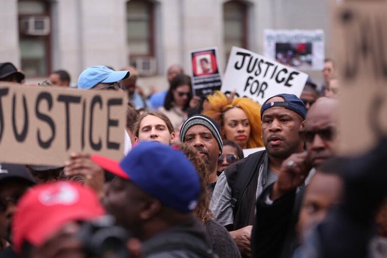 Protesters at the "Philly is Baltimore" rally on April 30, 2015. ( David Swanson / Inquirer )